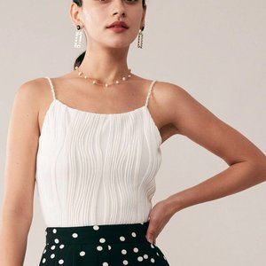 White Textured Pearl Cami Top